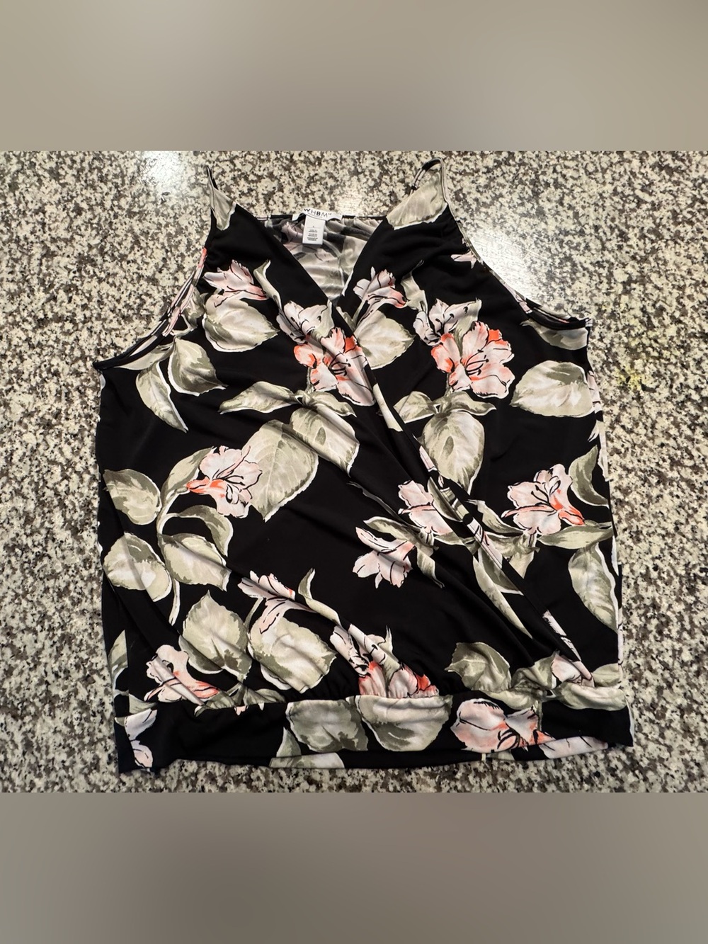 White House Black Market black and cream patterned blouse - L